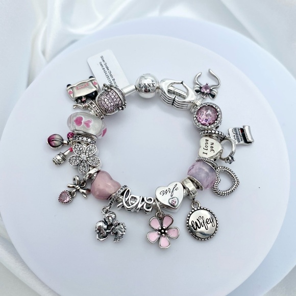 Linx Bracelet with Wife Love and Heart Themed Charms